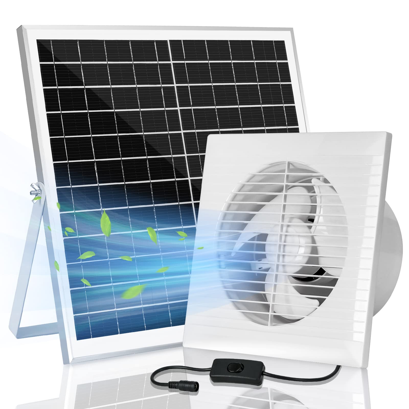 Photo 1 of blessny Solar Powered Exhaust fan, 20W Solar Panel + 8" Ventilation Vent Fan for Outside Greenhouse, Chicken Coop, Shed, Pet House