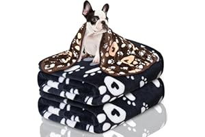GORGELLY 1 Pack 3 Dog Blankets for Small Dogs, Soft Fleece Dog Blanket Fluffy Pet Blanket Warm Sleep Mat Cute Paw Print Puppy Cat Blanket, Flannel Throw for Washable Dog Bed, Blanket for Dogs, 30"X20"