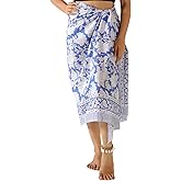 100% Cotton Sarong Coverup for Women Indian Hand Block Print Swimsuit Pareo Wrap Skirt Beach Bikini Cover Up Long (73" x 43")