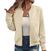 Larmliss Womens Long Sleeve Zip Up Sweatshirts Jackets Full Zipper Lightweight Jacket Casual Loose Outwear Coat