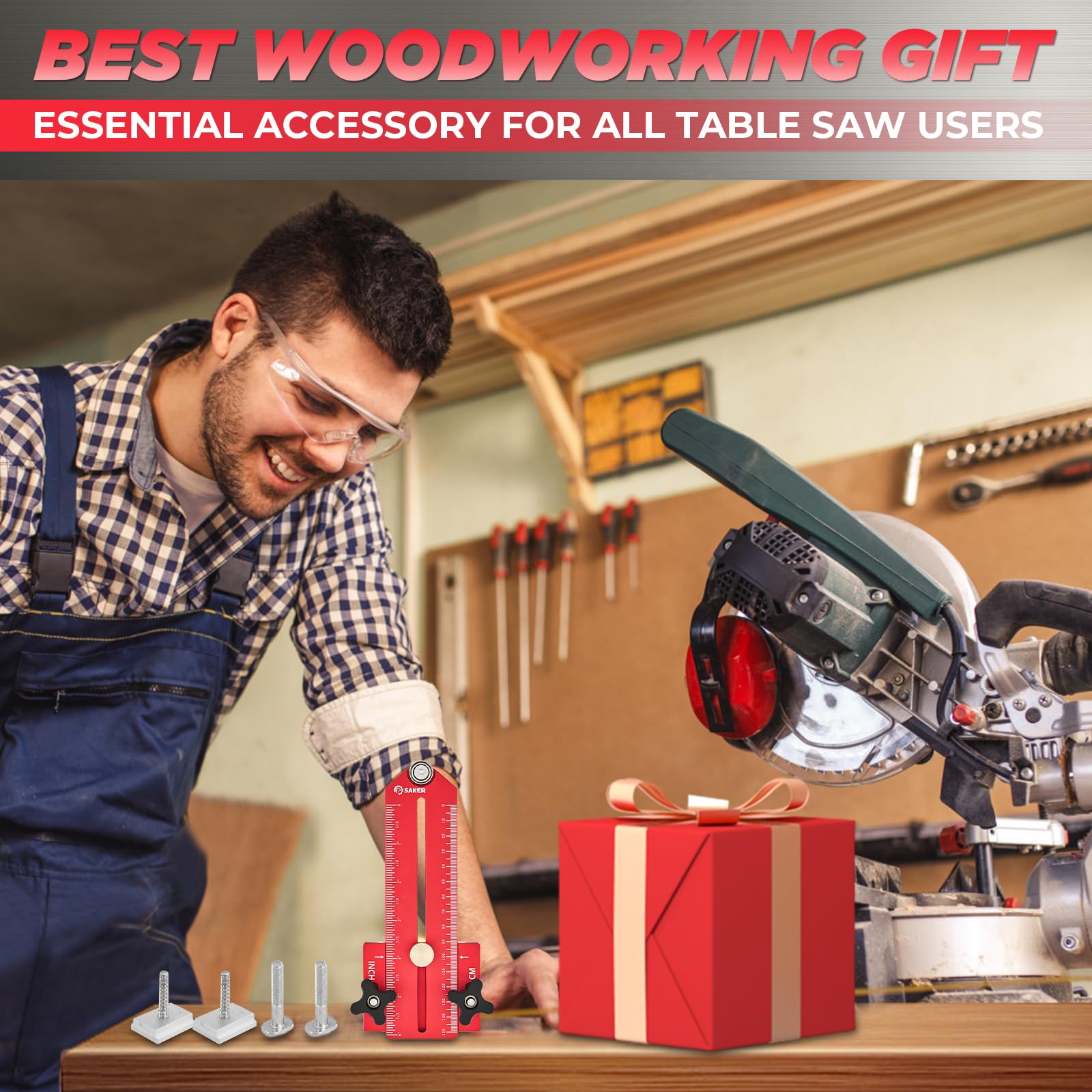 Saker Thin Rip Jig Table Saw Jig Guide, Making Repetitive Narrow Strip Cuts, Fit for 3/4