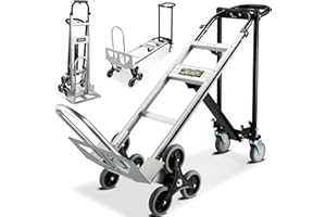 Keoslpy CSHT-2243B 3 in 1 Industrial Convertible Aluminum Hand Truck Dolly Cart, 1000 LBS Capacity, Heavy Duty Stair Climbing Utility Trolley Platform Cart with Wheels for Transport & Moving