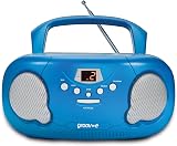 groov e Original Boombox Portable CD Player Radio Bluetooth Aux Blue view 2
