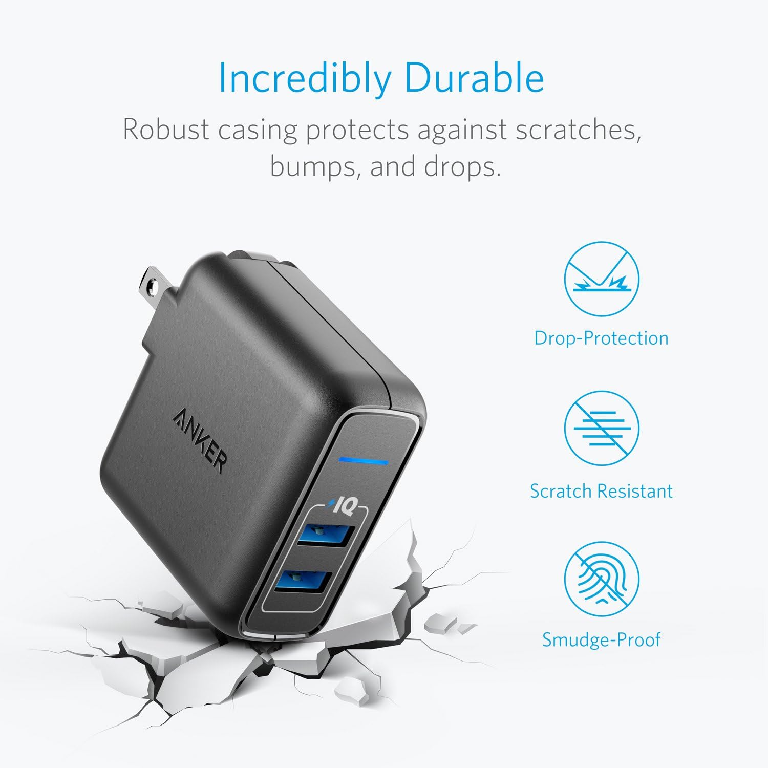 USB Charger, Anker Elite Dual Port 24W Wall Charger, PowerPort 2 with PowerIQ and Foldable Plug, for iPhone 11/Xs/XS Max/XR/X/8/7/6/Plus, iPad Pro/Air 2/Mini 3/Mini 4, Samsung S4/S5, and More
