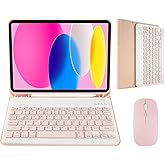 Nsyee Keyboard Case with Mouse Compatible with iPad A16 11 inch 2025 (A3354/A3355/A3356), iPad 10th Generation 10.9 inch 2022 (A2696/A2757/A2777), Detachable Bluetooth US Layout Keyboard Mouse Set