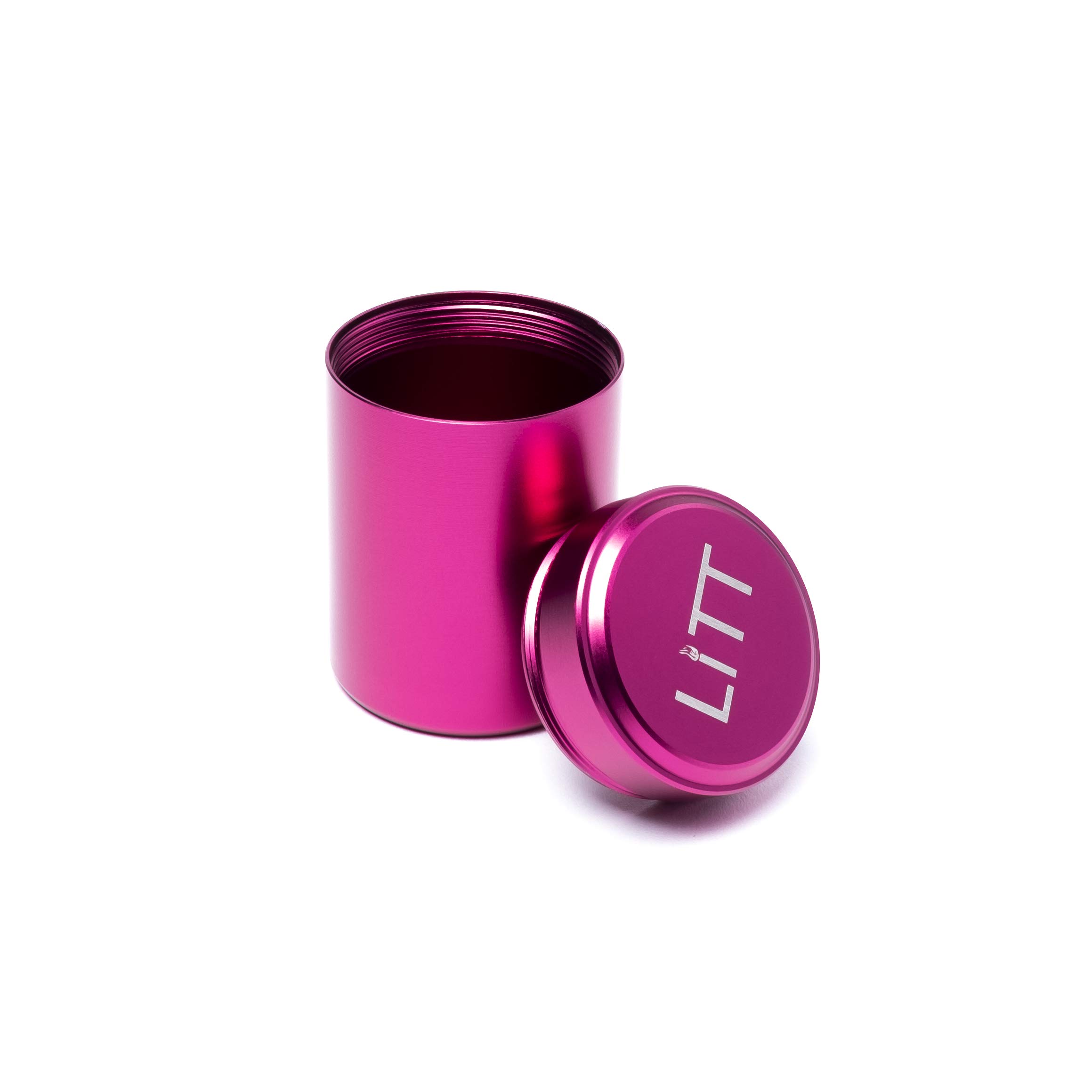 LITT Stash Storage Metal Tub - Twin Pack (9 & 6.5 cm), Airtight Aluminium Storage Jar, Shatterproof, Refillable Container. Travel Accessories (Pink, 6.5cm)