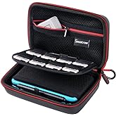 Smatree Carrying Case for Nintendo 3DS XL/2DS XL, Hard Protective Shell Travel Case for Nintendo New 3DS - Super NES Edition - Black/Red