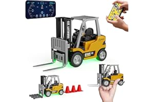 OSIMILY 1/64 RC Forklift Toy, 10 Functions Remote Control Forklift Truck, Bluetooth Phone App Controlled, 2-in-1 Transform Lifting & Hook, Lights & Sounds, Toy Gift for Boys, Girls, Adults