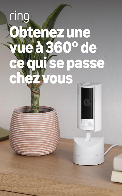 Caméra intérieure orientable Ring (Pan-Tilt Indoor Camera) | Caméra de surveillance des animaux, à prise, orientable à 360° et inclinable à 169° | Essai Ring Protect gratuit 30 jours