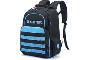 AUMTISC Tool Bag Backpack for Men, Heavy-Duty Tools Storage Organizer Work Bags Backpack for Construction Jobsite, Electrician, Industrial, Repairman, and HVAC Techs, Blue