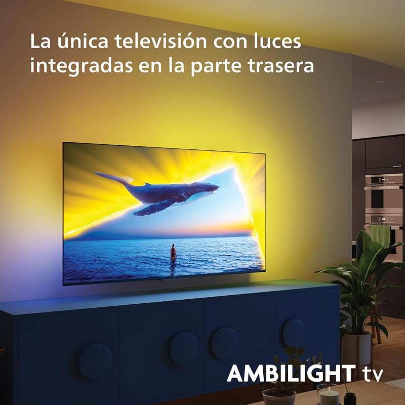 Ambilight 55PUS8109 Smart TV 4K LED - Pantalla de 55 Pulgadas con Plataforma Titan OS, Pixel Precise Ultra HD y Sonido Dolby Atmos, Funciona con Alexa y Asistente de Google - Cromo Satinado