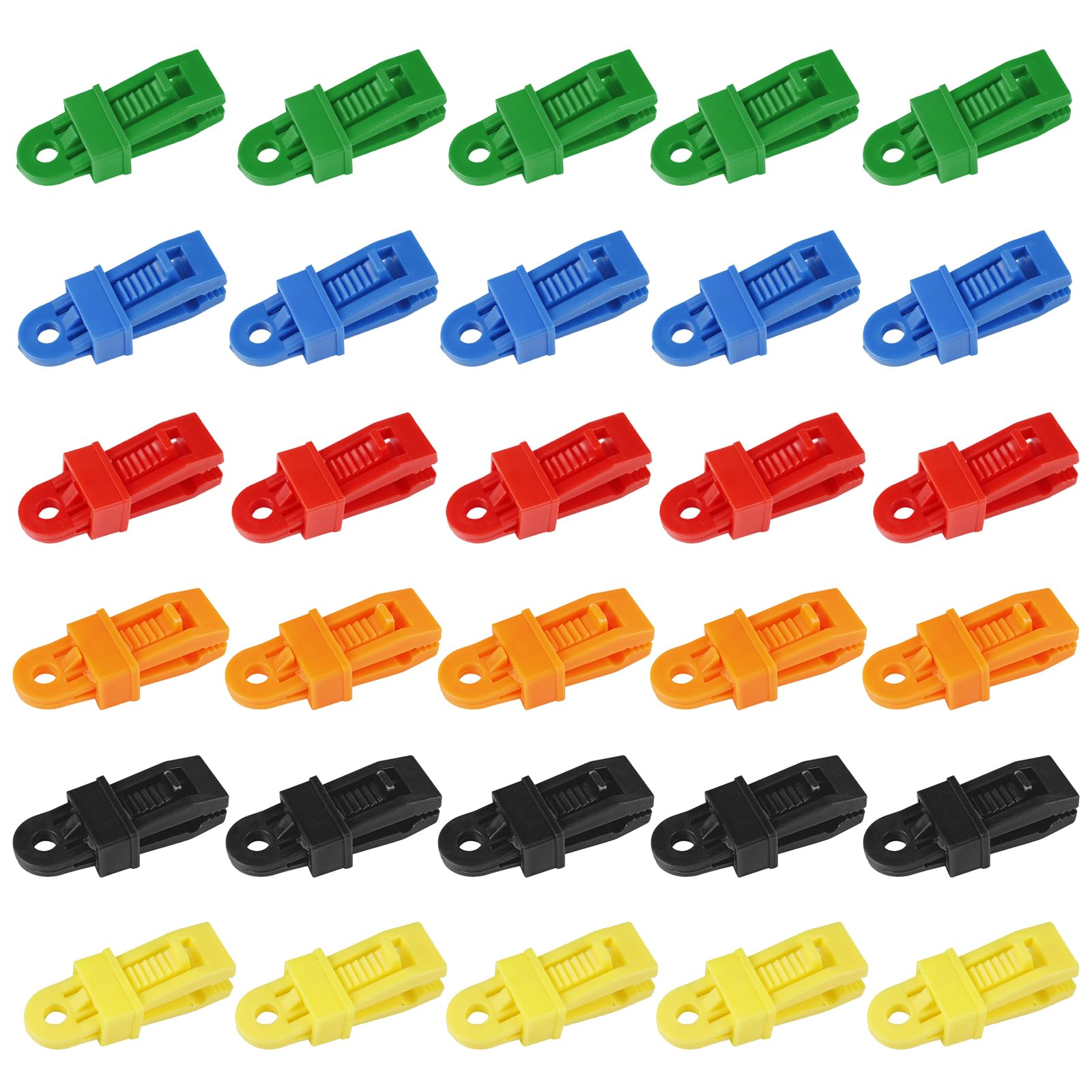 Lxoraziy 30 Pieces Tarp Clips Tarpaulin Clips, Reusable Sunshade Net Clip, Multi-Purpose Windproof Awning Clamps for Outdoor Camping Holding Up Tarp, Canopy, Sun Shade, Car Cover (Multicolor)