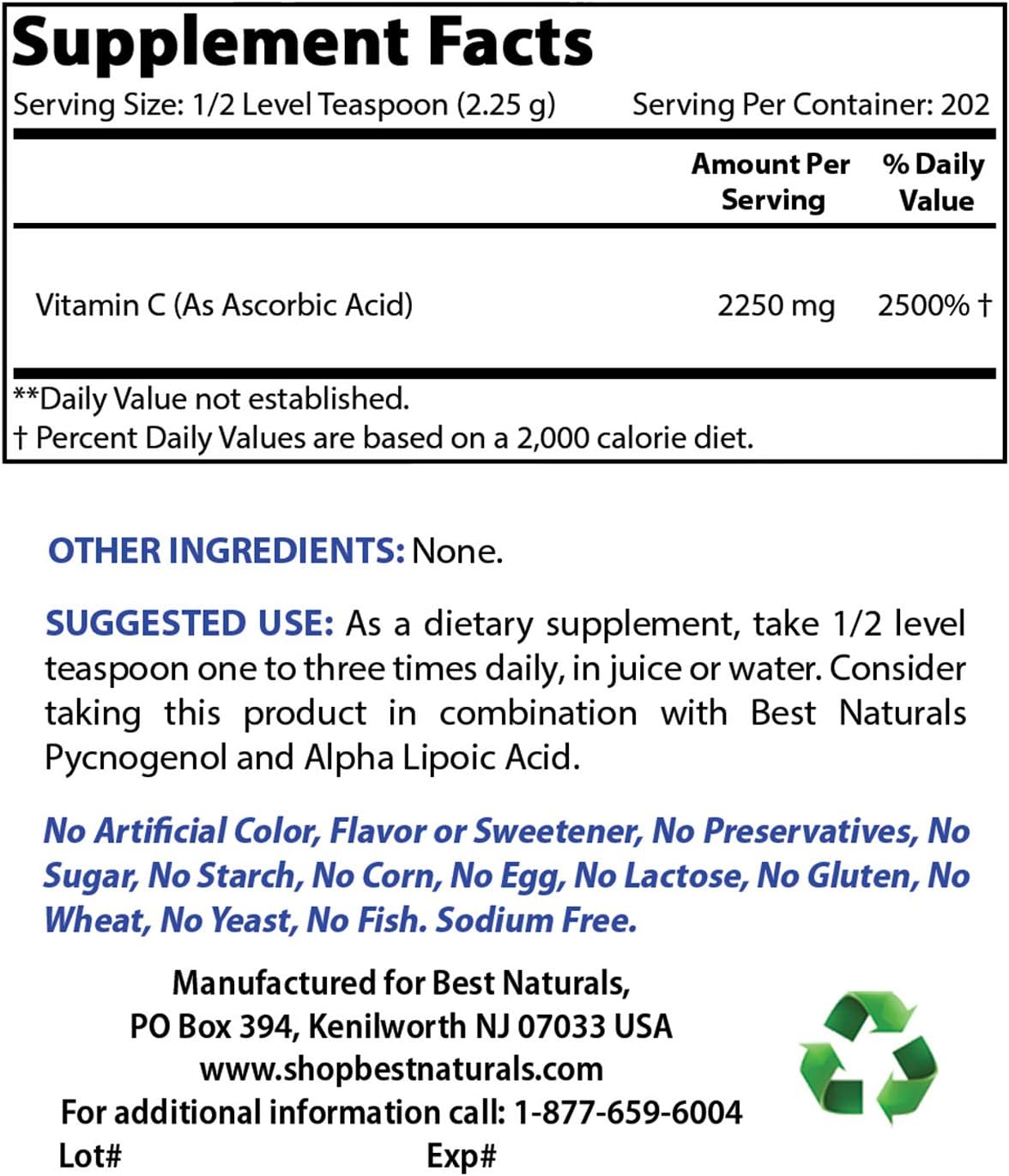 Best Naturals 100% Pure Vitamin C Powder 1 lb (454 grams) Powder (Also Called Ascorbic Acid) (1 LB (Pack of 1)) - Image 3