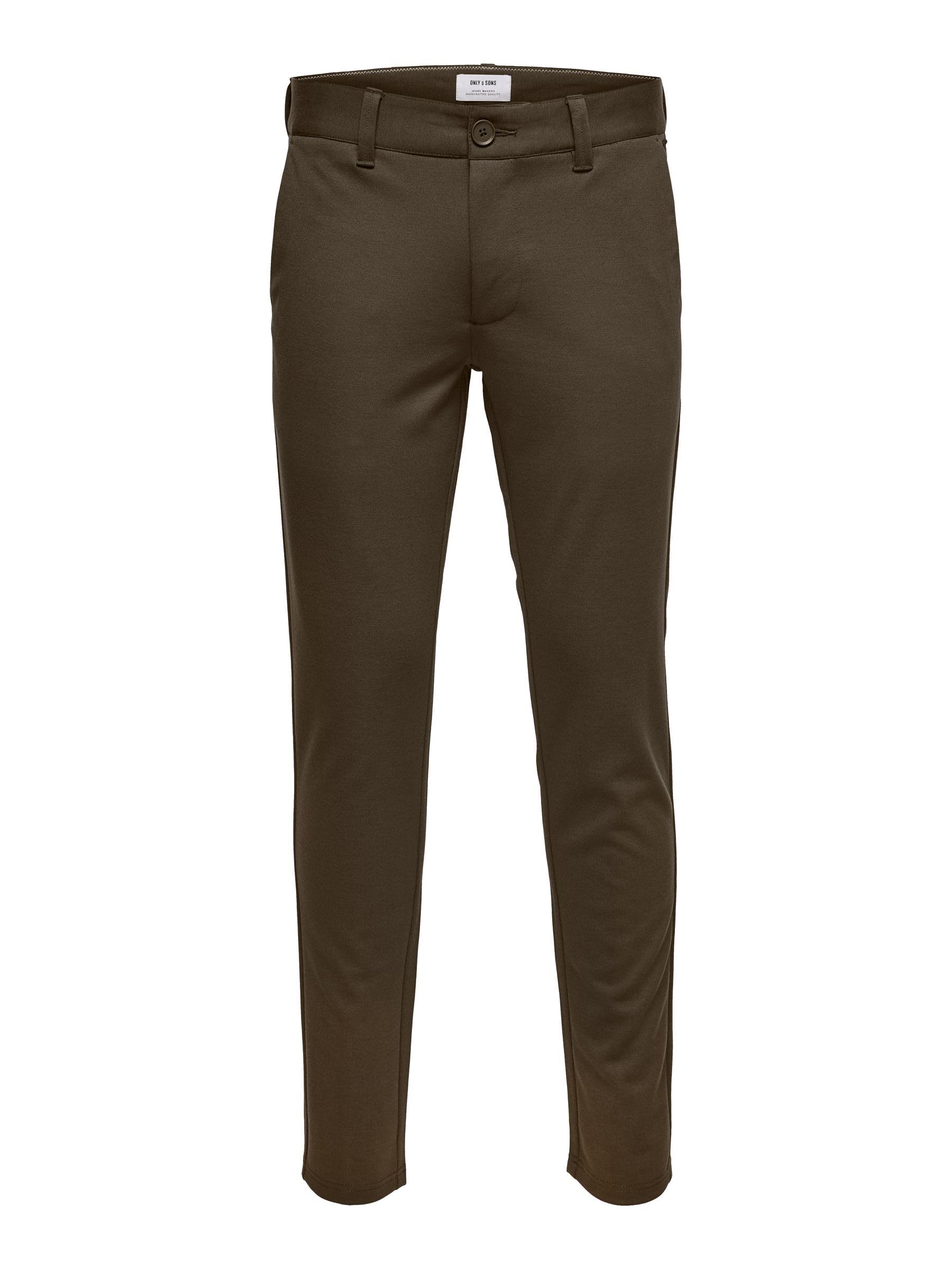 Only & Sons Herren Chino Hose ONSMARK - Slim Fit - Schwarz Grau Blau Grün, Größe:33W / 36L, Farbe:Black 22010209 9