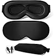 3D Deep Contoured Cup Sleep Mask, 99% Block Out Light Zero Pressure Sleeping Cover with Adjustable Strap, Eyelash Sleeping Mask for Extensions, Breathable Blindfold for Women Men(Black)