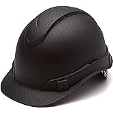 PYRAMEX Ridgeline Cap Style Hard Hat, Vented, 4-Point Ratchet Suspension, Black Graphite Pattern