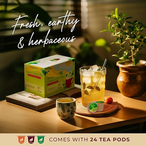 GYA TEA CO CLASSIC GREEN TEA POD (24 CT) – MILDLY CAFFEINATED TEA WITH MELLOW FLAVOR – KICKSTART THE DAY FOR CALMING & RELAXING