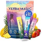 Yerba Magic Instant Yerba Mate Powder Packets – Clean Energy & Focus Drink Mix for Gut Health – Nootropic Blend with Lion’s Mane, L-Theanine, Prebiotics & Probiotics – Low Sugar Natural Caffeine – Variety Pack, 24 Sticks