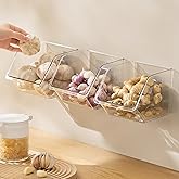 Veefos 3-Pack Small Clear Storage Baskets, Adhesive Spice Rack Wall Mount for Countertop/Cabinet/Bathroom, Plastic Storage Bins Kitchen Wall Organizer and Storage Shelves, Spice Organizer