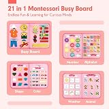 Hahaland Montessori Busy Board 21 in 1 Pink Unicorn for 3+ Years view 2