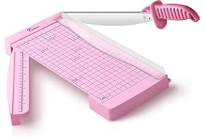 Firbon 12" Guillotine Paper Cutter with Hidden Ruler, Compact Heavy Duty 12-Sheet Capacity Trimmer for Cardstock, Photos, Scrapbooking, Office, Classroom, Studio (Pink)
