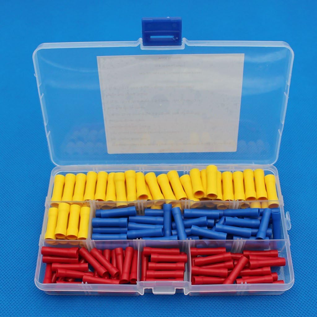 Raogoodcx 150Pcs Insulated Butt Splice Terminals Electrical Wire Crimp