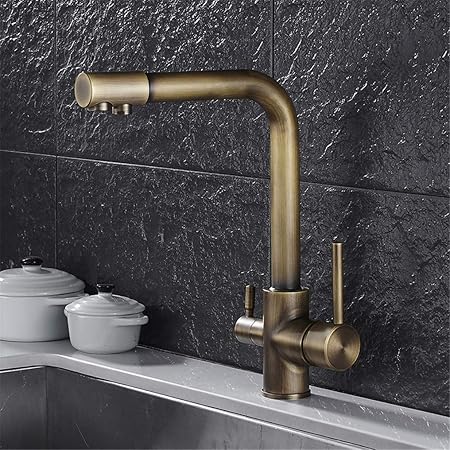 Yaweda Kitchen Faucet Antique Brass 3 Way Pure Faucet Filtered