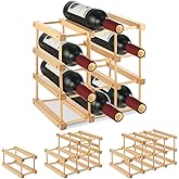 Wensdr Wooden Wine Rack, 12-Bottle Stackable Wooden Wine Rack, Stackable Modular Wine Storage Racks, DIY Assembly Wine Bottle Holder for Inside Cabinet and Countertop (Beech Wood)