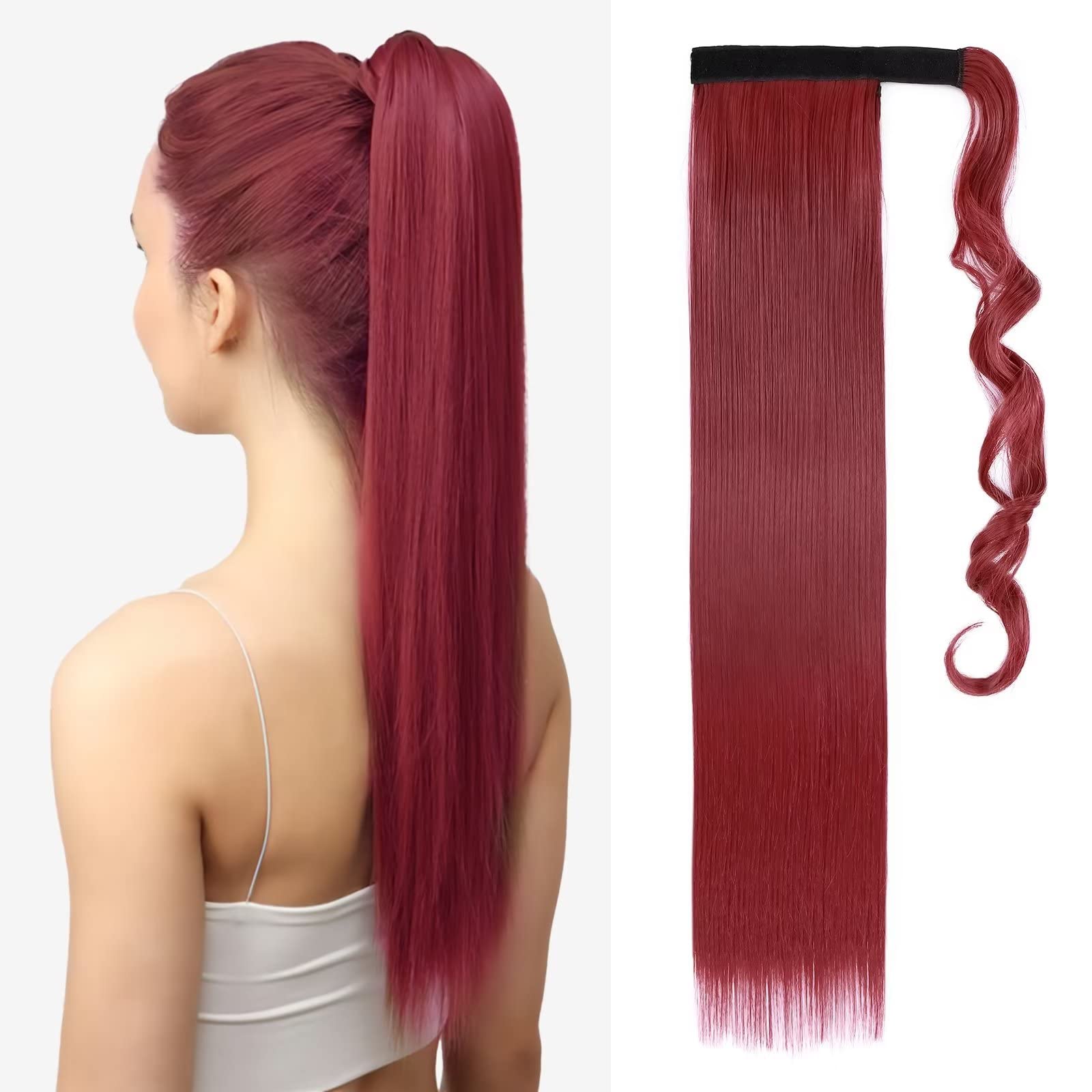 TESS Clip in Ponytail Extension Blonde 26",Hair Extensions Ponytail Synthetic Wrap Around Long Straight Fake Pony Tails Hair Pieces for Women(#M130M) — image 1