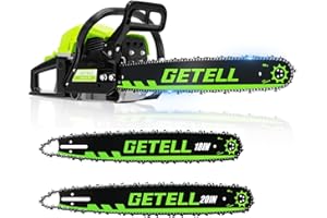 Getell Professional 58cc Gas Powered Chainsaw with Quick-Switch Dual Bars (18/20 Inch), Time-Saving Tree Cutting System with Easy-Start & Pro Safety Features (GT03 PRO)