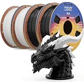 OVERTURE 4KG Bundle High Speed PLA Filament 1.75mm, 3D Printer Filament | Neatly Wound 4 Pack 1kg Spool (2.2lbs) Rapid PLA, Dimensional Accuracy +/- 0.02 mm, Fit Most FDM 3D Printer (Black*2+White*2)