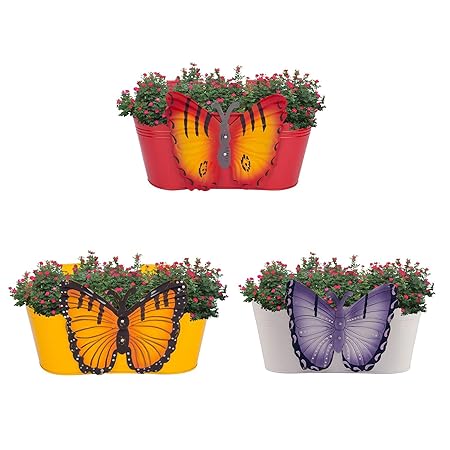 Garden Art Gallery Butterfly Hanging Planter Set of 3 Pcs (Multicolor)
