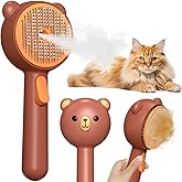 Cat Steam Brush with 2 Spray Levels & Release Button, 4-in-1 IPX7 Waterproof Cat Water Brush for Shedding Grooming, Pet Hair
