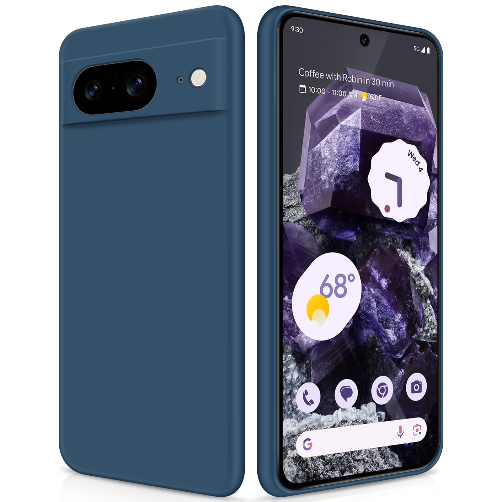 GiiYoon Case Compatible with Google Pixel 8, Silky-Soft Touch Full-Body Protective Phone Silicone Case, Shockproof Cover with Microfiber Lining, Blue โ image 1