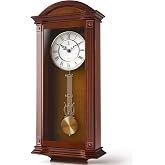 Pendulum Wall Clock, Large Hanging Wooden Grandfather Wall Clock, Quiet | Real Wood Clock 27x11, Non-Chiming Battery Operated with Pendulum, Living Room Decor, Office, Entryway, Home Decor Gift