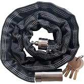 FIGODE Stainless Steel Chain with 4 Same Keys, Rustproof Lock and Chain, Marine Grade Lock for Bike, Moto, Scooter, Boat, Truck and Door. Anti-Theft &ndash; 110 CM Long Chain