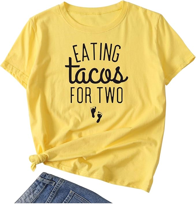 Damen Sommer TShirt Oberteile mit sprüchen lustig Drucke Mode Kurzarm