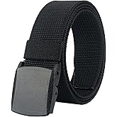 LionVII Mens Belt Web, Nylon Casual Belt with Plastic Buckle Breathable for Work Travel, Easy Trim to Fit 28-49" Waist