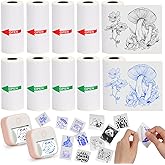 HUIJUTCHEN T02 Mini Thermal Sticker Paper,Compatible with Phomemo M02/M02X/M02S Label Printer,5 Rolls Blue Image&5 Rolls Black Image Printing Paper for Photo/Note/DIY/Memo,10 Rolls,53 * 28mm