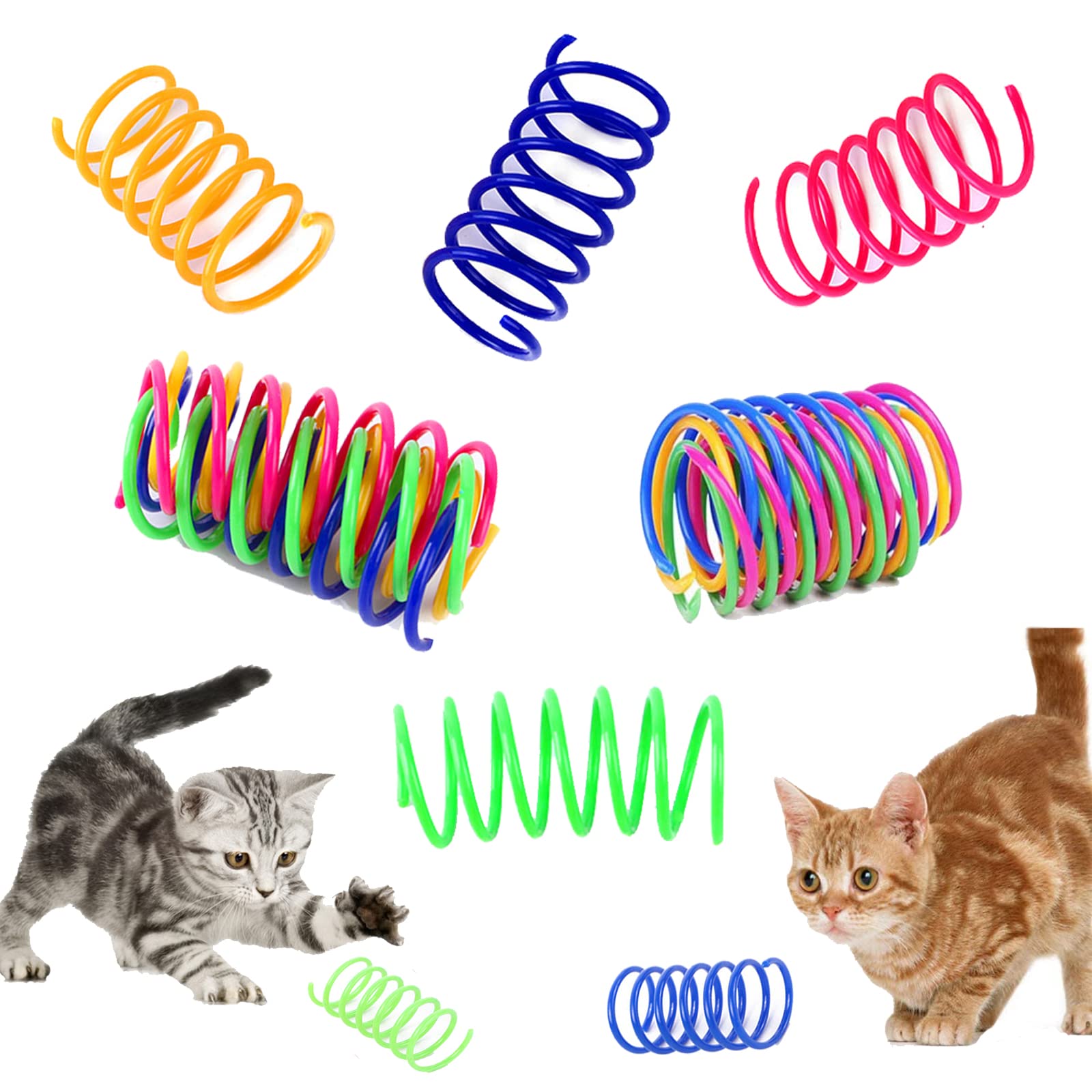 Petnice 12 Pcs Cat Creative Springs Toys - Interactive, Durable Plastic Toys for Swatting, Biting, Hunting Kittens