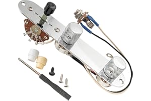 Musiclily Pro Loaded Tele Control Plate Pre-Wired Wiring Harness with 3-Way Switch Control Plate and A250K Potentiometers for