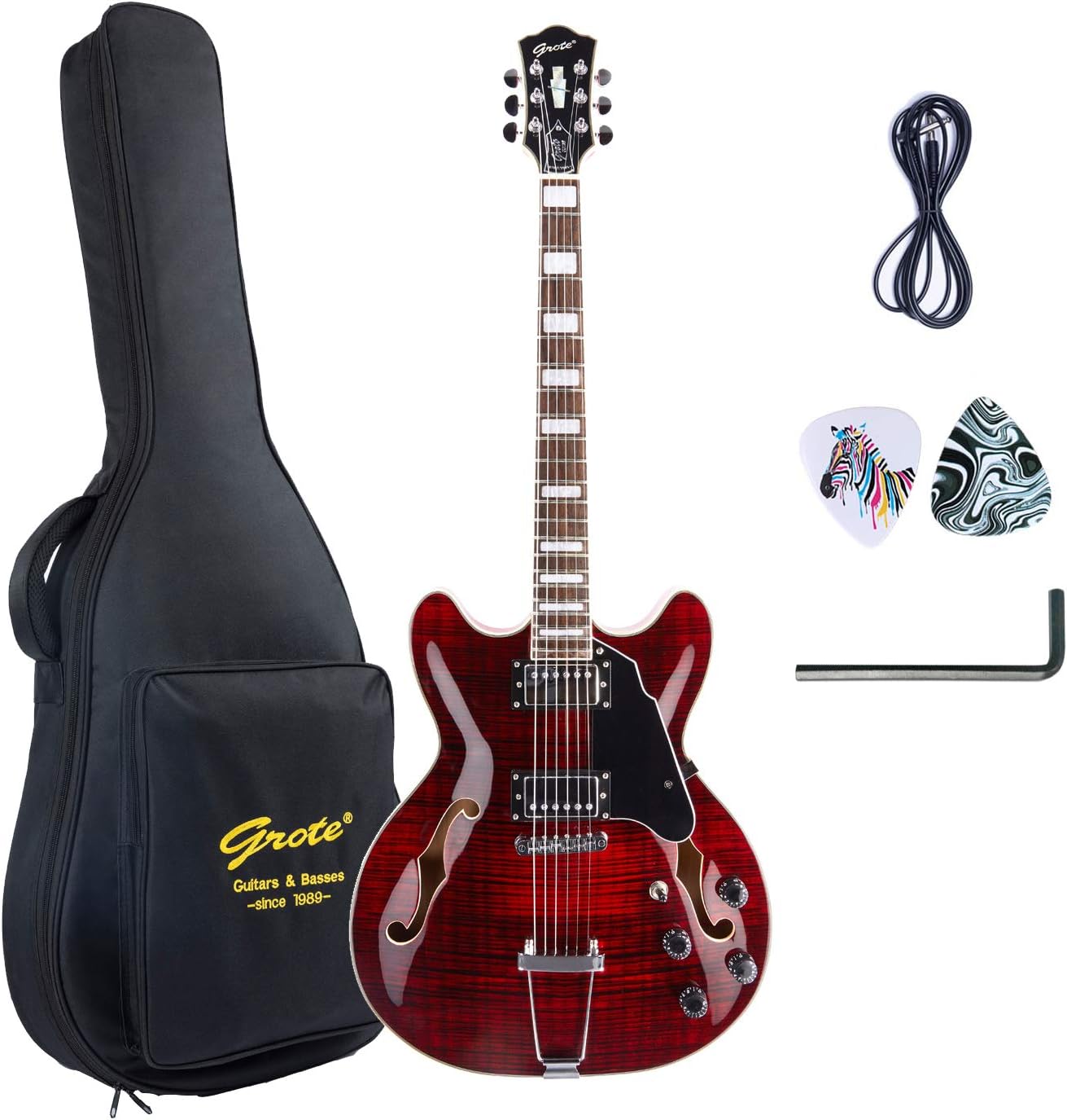 Ac Dc Electric Guitar Gig Bag
 - Amazon Com Grote Jazz Electric Guitar Semi Hollow Body Trapeze Tailpiece Bridge Guitar Gig Bag Red Musical Instruments