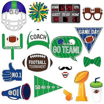 Tendycoco 18pcs Super Bowl Photo Booth Props Football Photo Booth