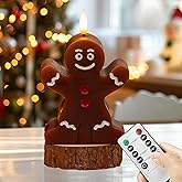 AFINETH Christmas Flameless Candles with Remote, Gingerbread Man Battery Operated Candles, Real Wax LED Candles Gingerbread Christmas Decorations for Table Home Party