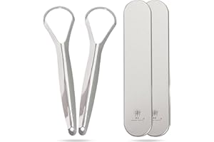 Me Mother Earth 2 pack Stainless Steel Tongue Scraper for Adults with 2 Metal Travel Cases – Durable Metal Cleaner for Oral Care, Fresh Breath, and Eco-Friendly Dental Care