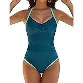 BMJL Swimsuit for Women Tummy Control Cross Back One Piece Bathing Suits Full Coverage Swim Suits 2026(S,Blue Green