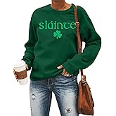 MOUSYA St Patricks Day Sweatshirt Women Slainte Shirts St Pattys Shirt Shamrock clover Printed Long Sleeve Tops