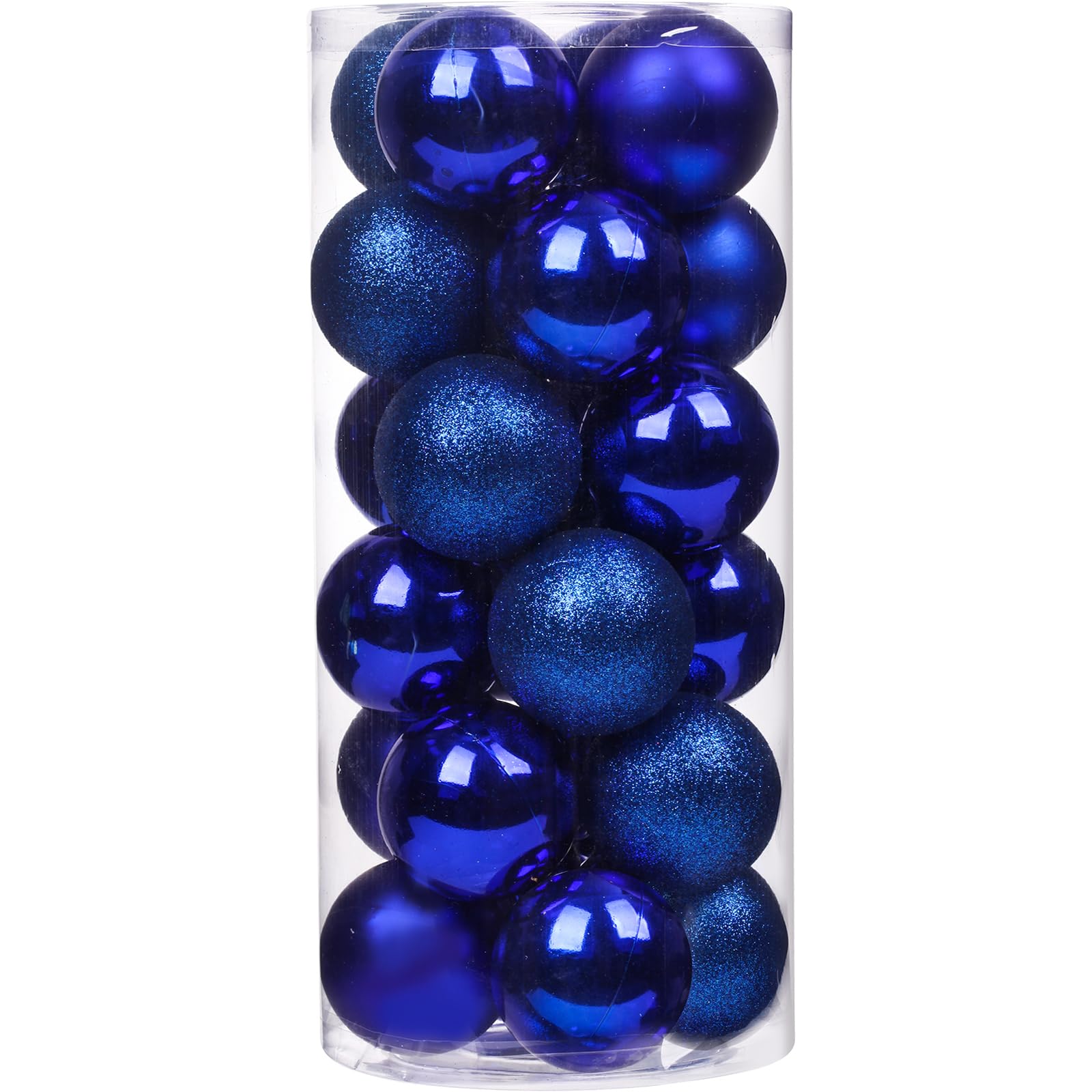 Emopeak 24Pcs Navy Blue Christmas Ornaments for Tree Decor, 2.36Inch Christmas Balls Ornaments, Shatterproof Xmas Hanging Baubles for Holiday Wedding Party Decoration ﻿