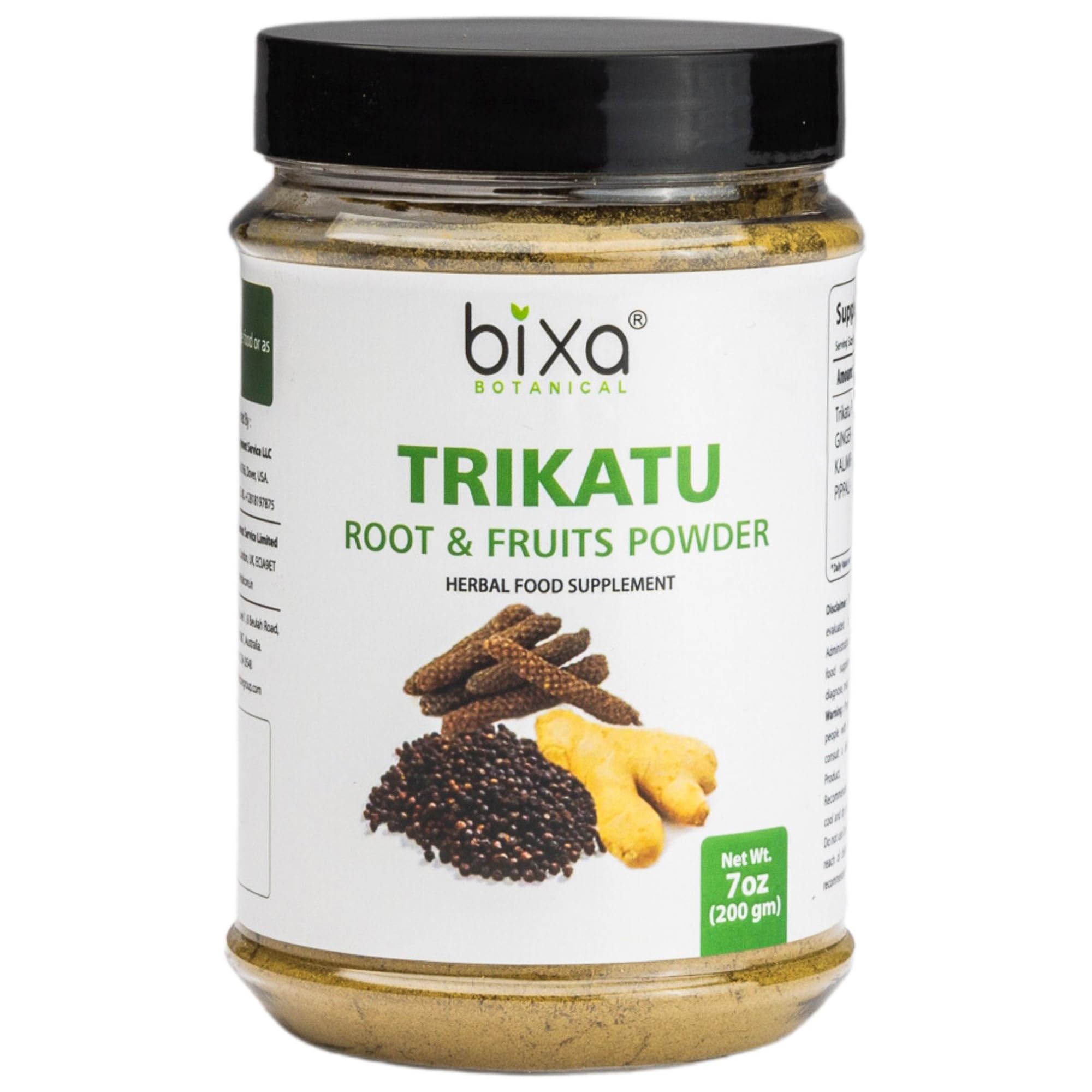 Trikatu Powder (Generic Preparation), Supports Healthy Digestion & Metabolic Functions, Skin Purification, Weight Management, Superfood by Bixa Botanical -(7 Oz 200g)