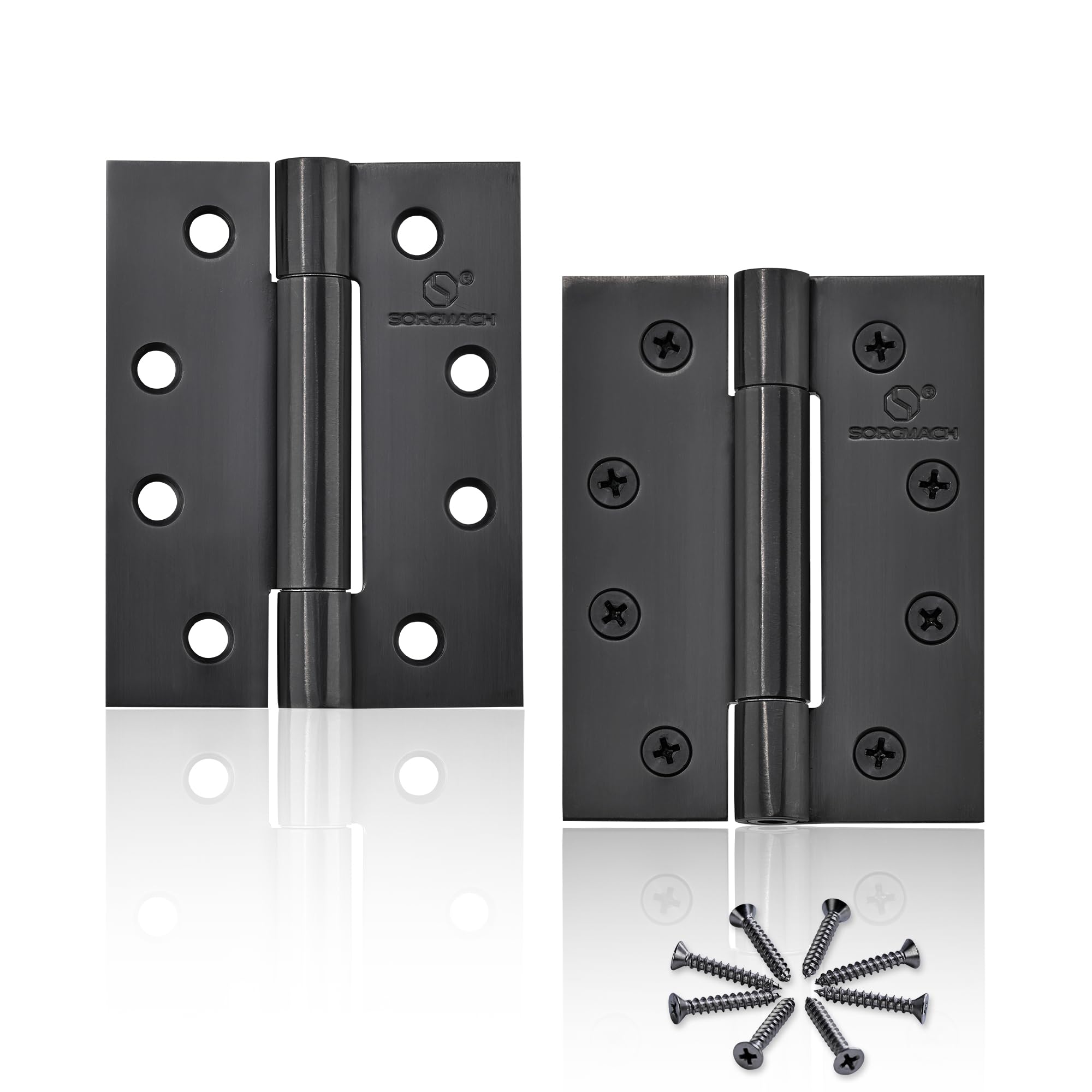 2 Pcs 4 Inch Stainless Steel External Door Hinges - Heavy Duty, Black, for Wood — image 1